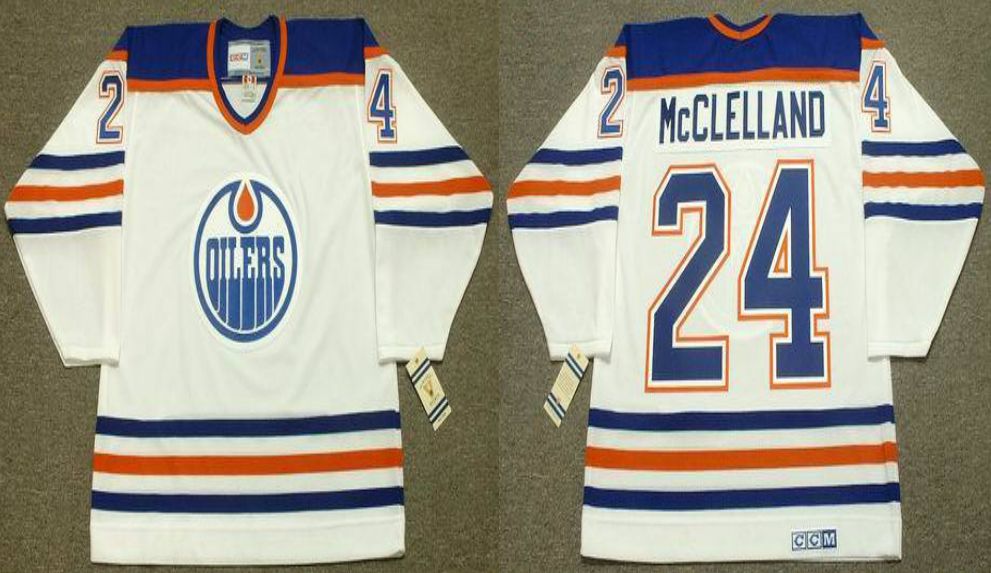 2019 Men Edmonton Oilers #24 Mcclelland White CCM NHL jerseys->edmonton oilers->NHL Jersey